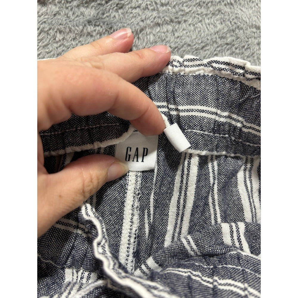 Gap XL Blue White Striped Linen Blend Shorts Womens Casual Coastal