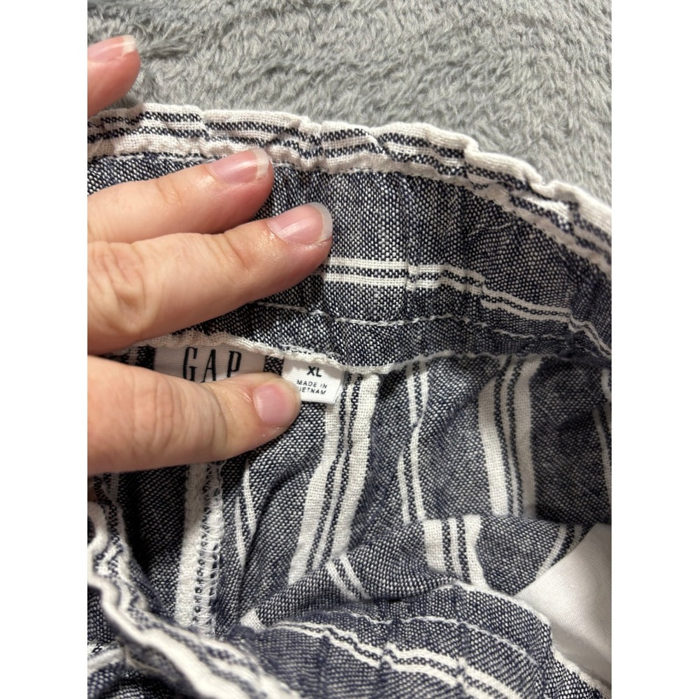Gap XL Blue White Striped Linen Blend Shorts Womens Casual Coastal