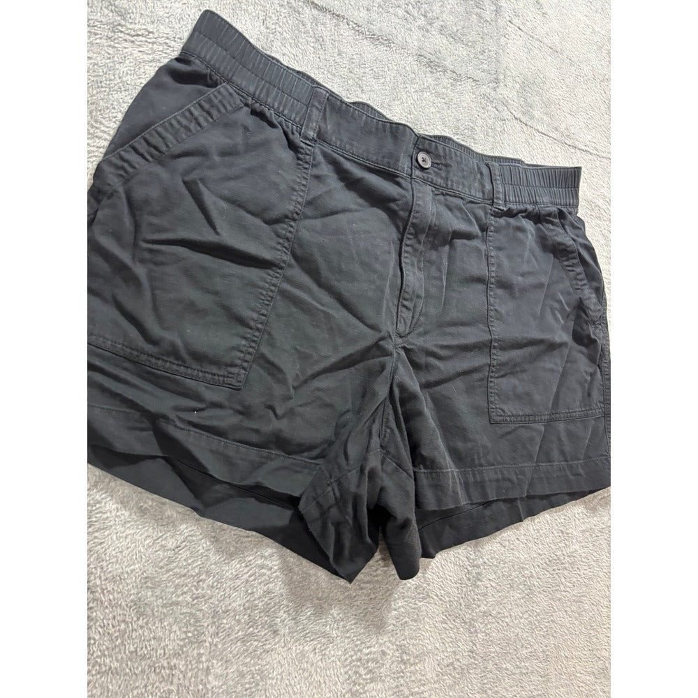 GAP XL Black Womens Shorts Casual Utility Cotton Blend Elastic Waist Vintage XL
