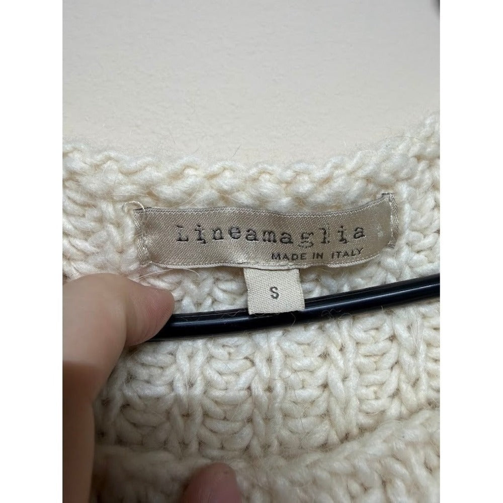 Lineamaglia Italy Women S Italian Knit Mohair Wool Sweater White Luxe Elevated