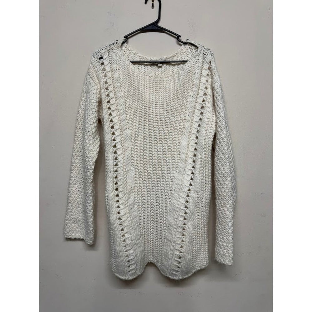 Lineamaglia Italy Women S Italian Knit Mohair Wool Sweater White Luxe Elevated