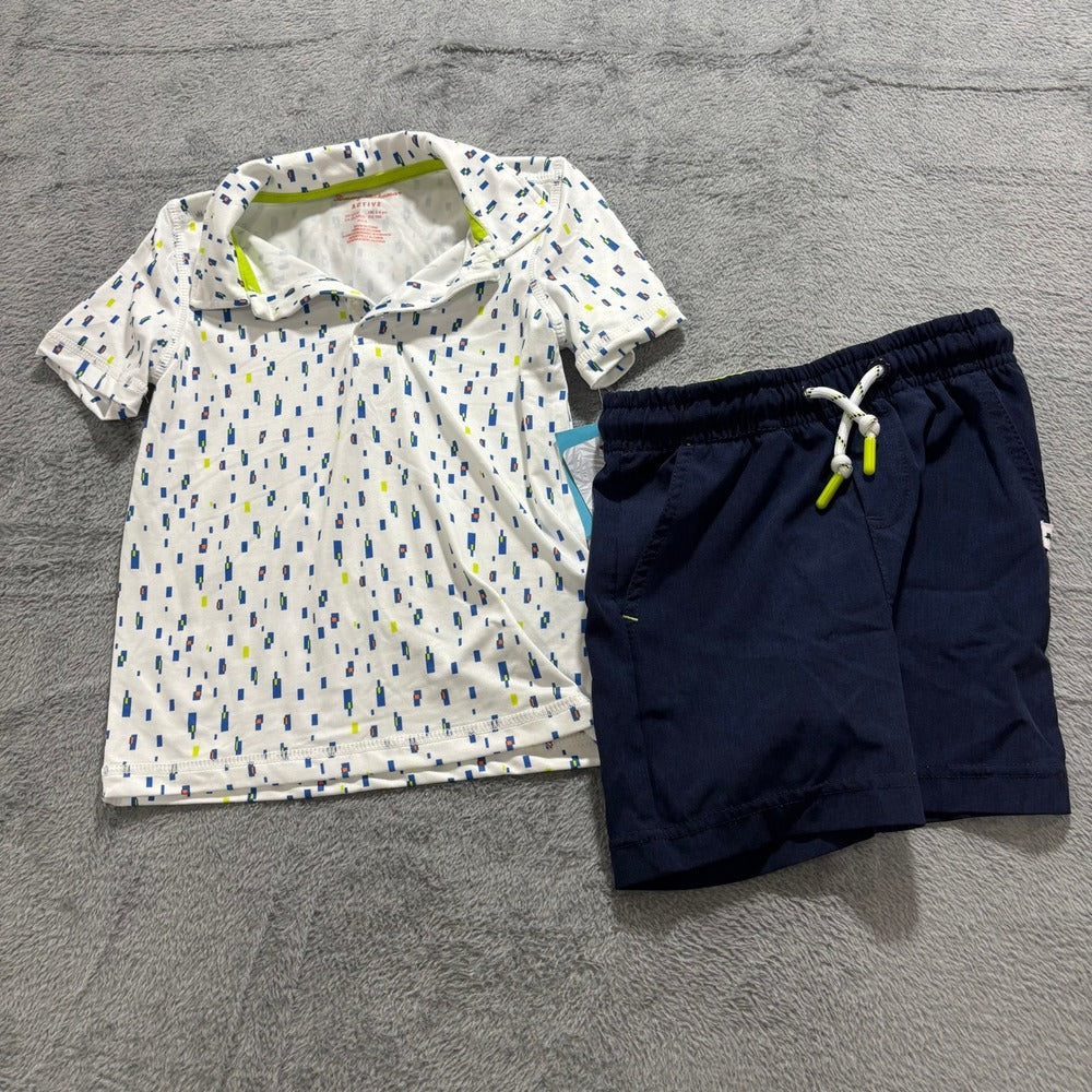 Tommy Bahama XS 4 Lime Green Gray White 4pc Polo Shorts Set Athleisure Coastal