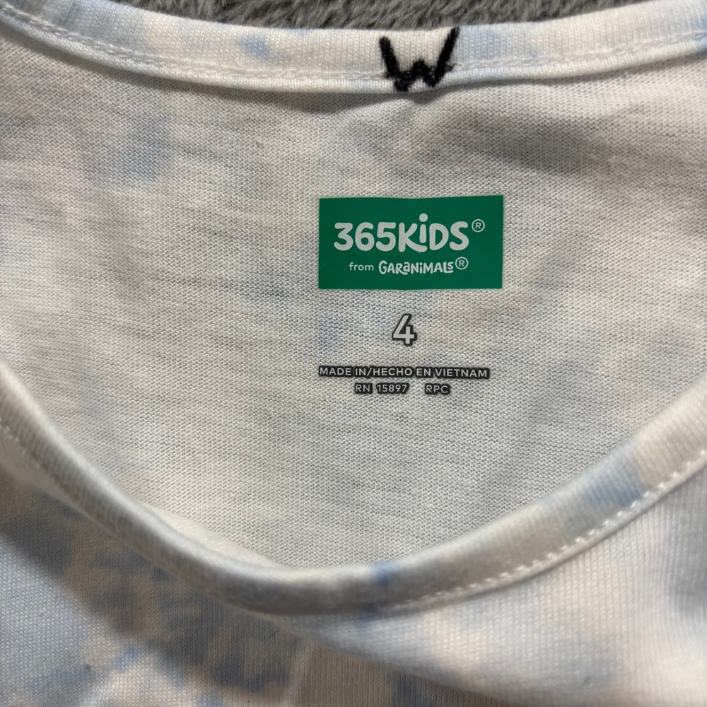 Cat & Jack 365Kids 4T 4 Blue Shark Tank Top Denim Shorts Tie Dye Set Casual 4pc