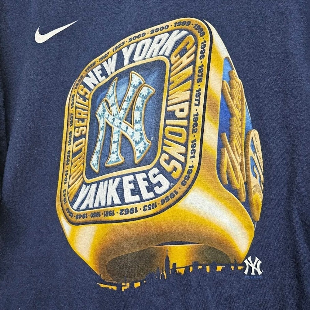 Nike Team New York Yankees Championship Ring Graphic T-Shirt Men's L Blue