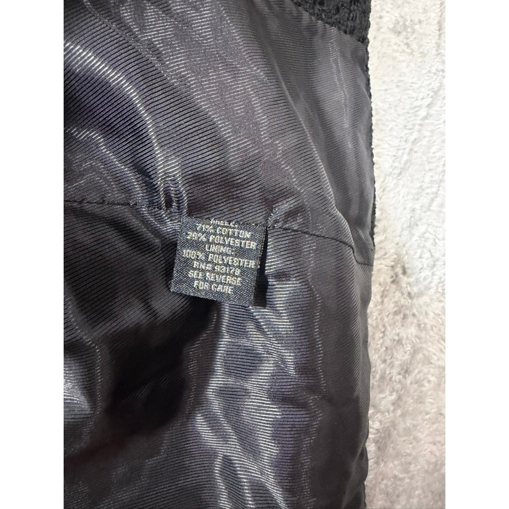 Catherine Malandrino Womens Charcoal Grey Fringe Tweed Open Front Jacket Size 10