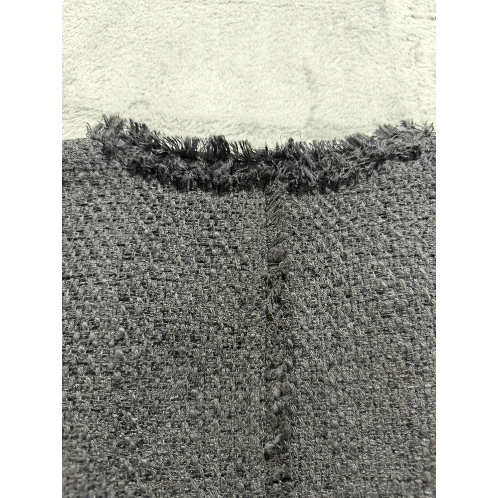 Catherine Malandrino Womens Charcoal Grey Fringe Tweed Open Front Jacket Size 10