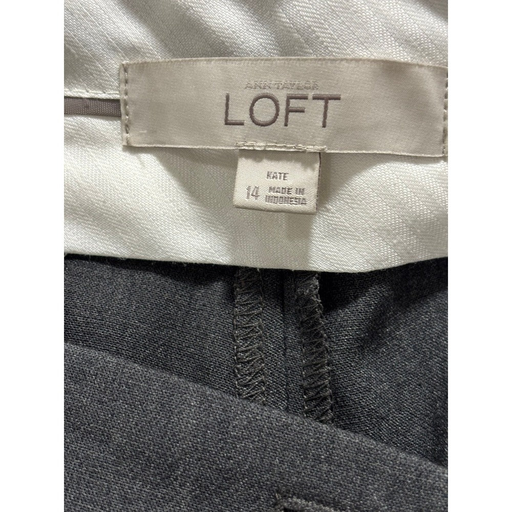 LOFT 14 Gray Dress Pants Womens Wide Leg Career Casual Professional Kate