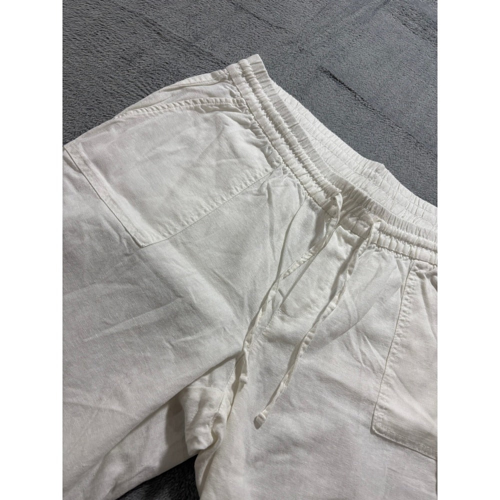 Old Navy Large Tall White Linen Blend Relaxed Pants Womens Boho Casual Cozy