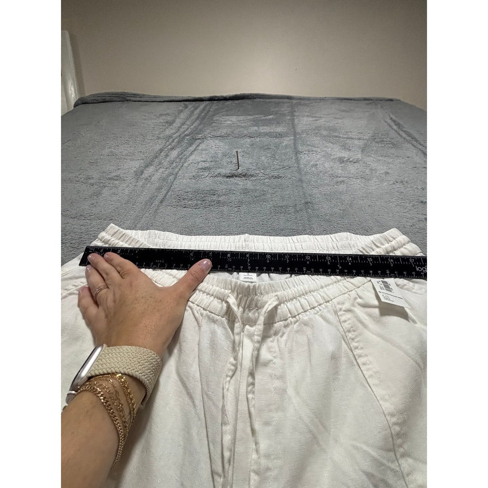Old Navy Large Tall White Linen Blend Relaxed Pants Womens Boho Casual Cozy
