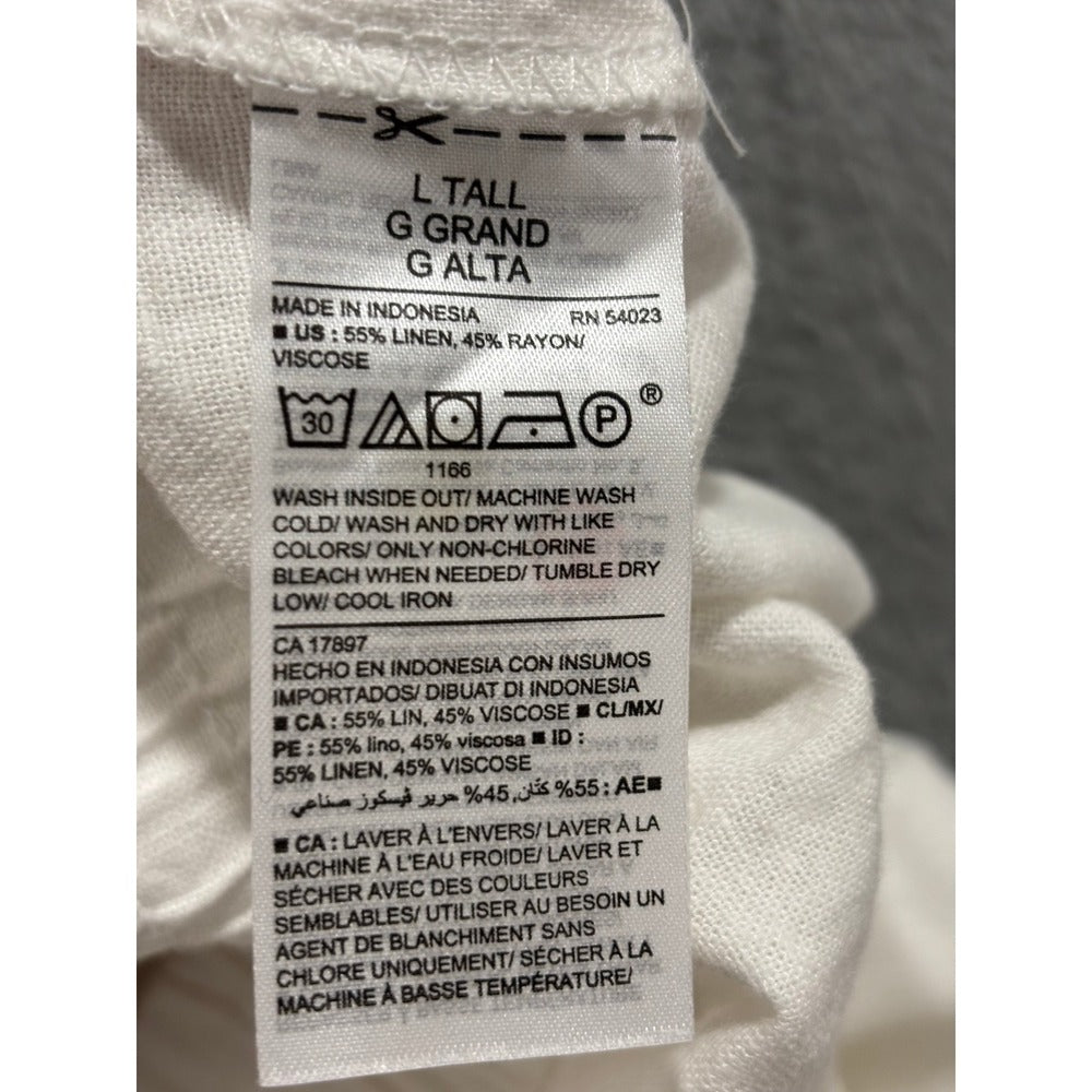 Old Navy Large Tall White Linen Blend Relaxed Pants Womens Boho Casual Cozy