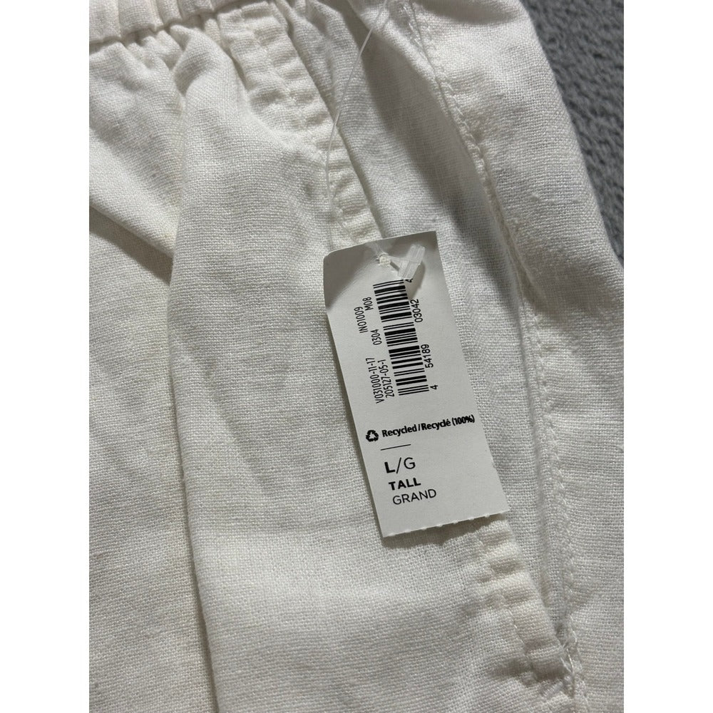 Old Navy Large Tall White Linen Blend Relaxed Pants Womens Boho Casual Cozy