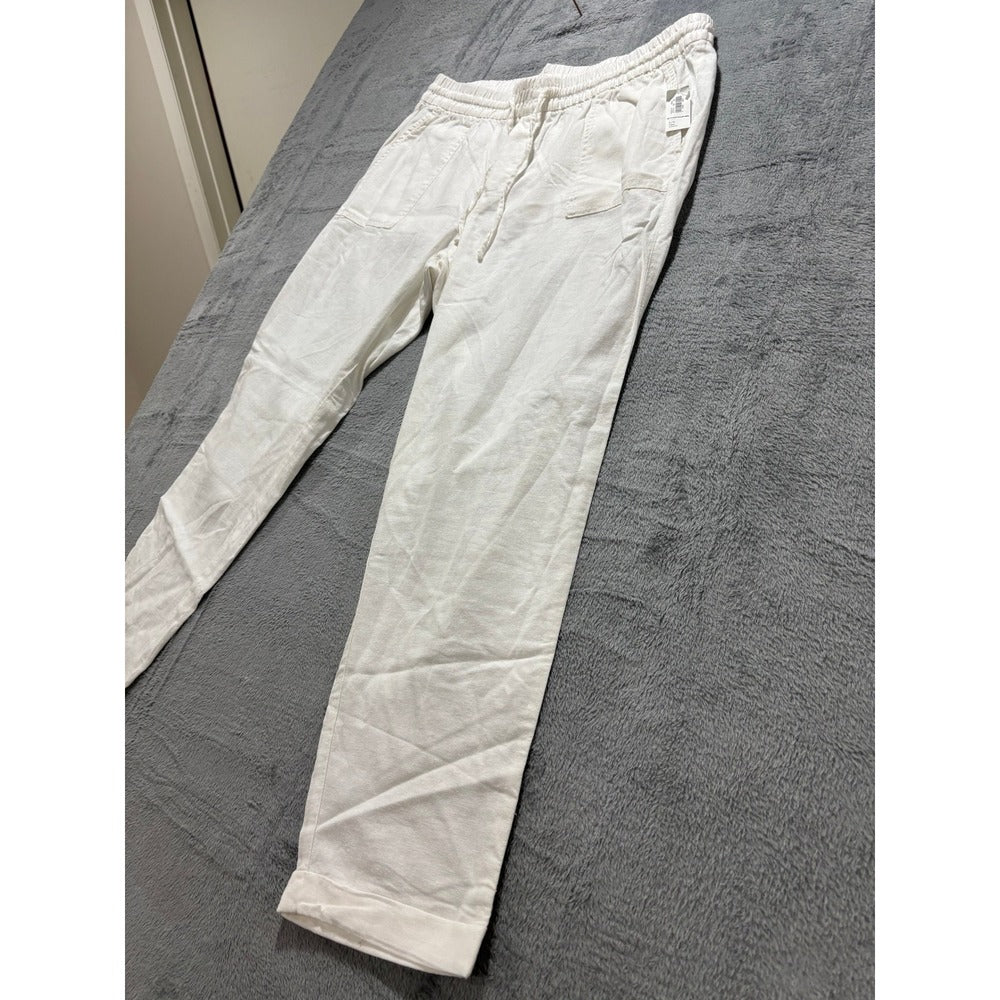 Old Navy Large Tall White Linen Blend Relaxed Pants Womens Boho Casual Cozy