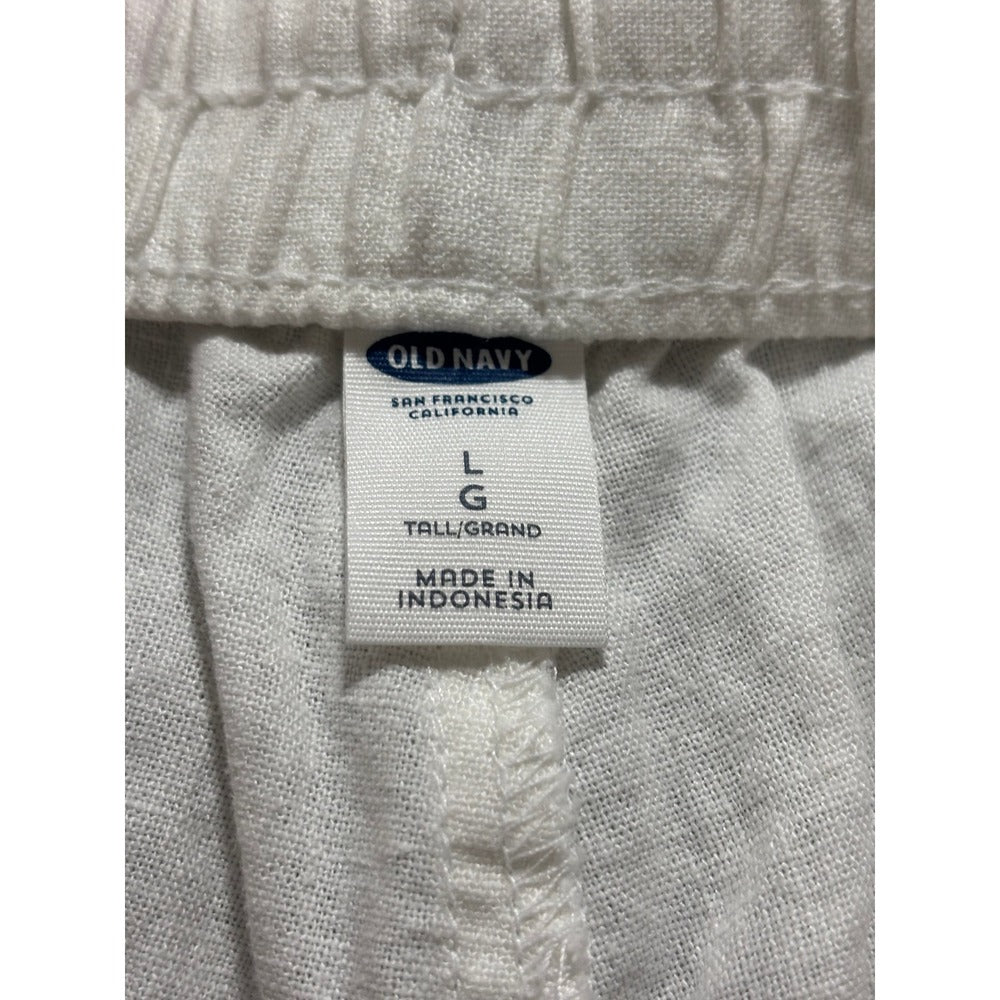 Old Navy Large Tall White Linen Blend Relaxed Pants Womens Boho Casual Cozy