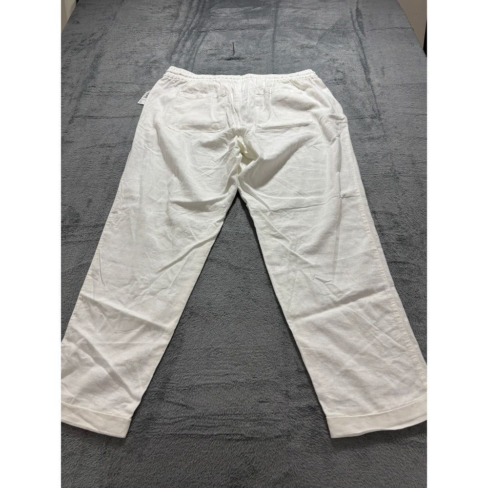 Old Navy Large Tall White Linen Blend Relaxed Pants Womens Boho Casual Cozy