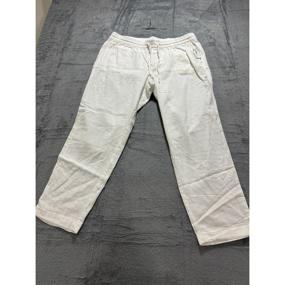 Old Navy Large Tall White Linen Blend Relaxed Pants Womens Boho Casual Cozy