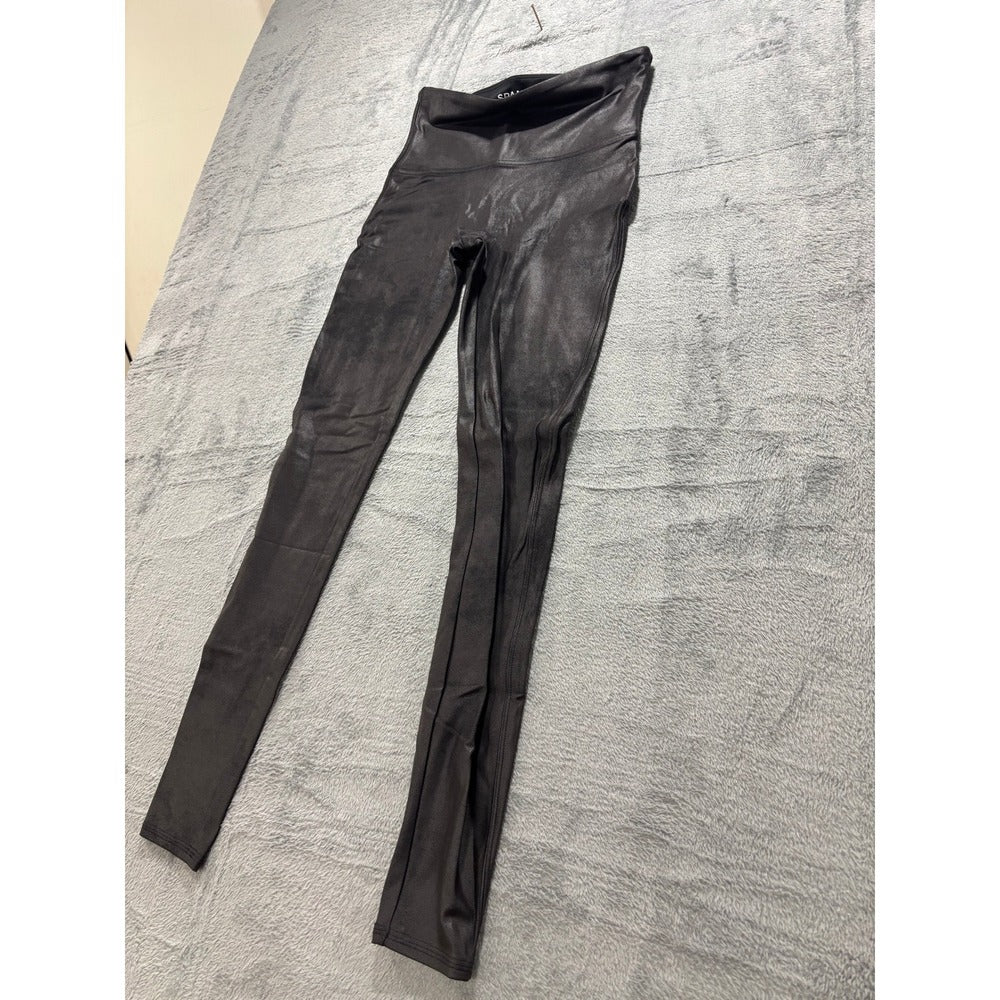 Spanx XL Black Faux Leather Leggings Womens Casual Vintage Style