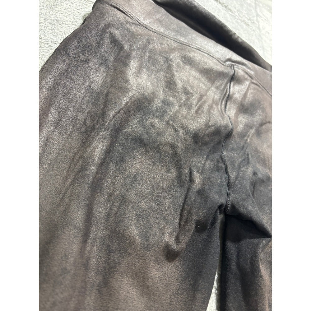 Spanx 2X Tall Black Faux Leather Leggings Womens Casual Athleisure Slim Fit