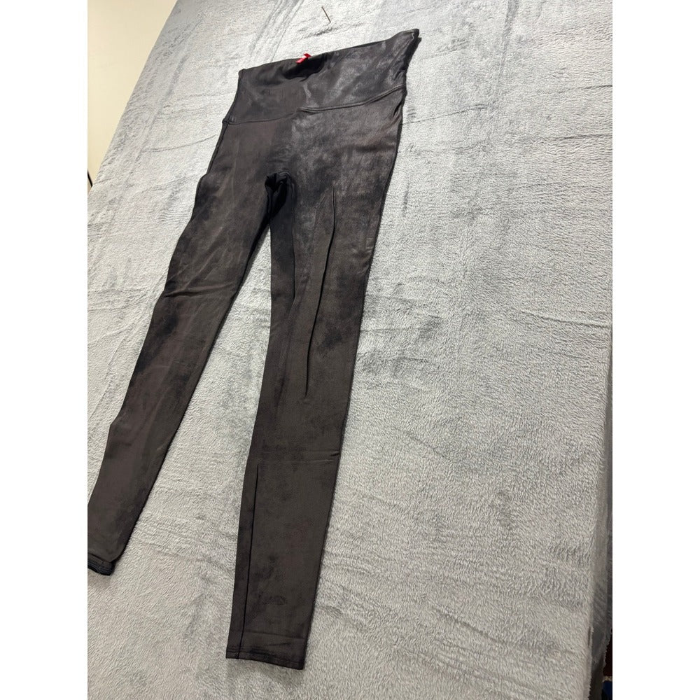 Spanx 2X Tall Black Faux Leather Leggings Womens Casual Athleisure Slim Fit