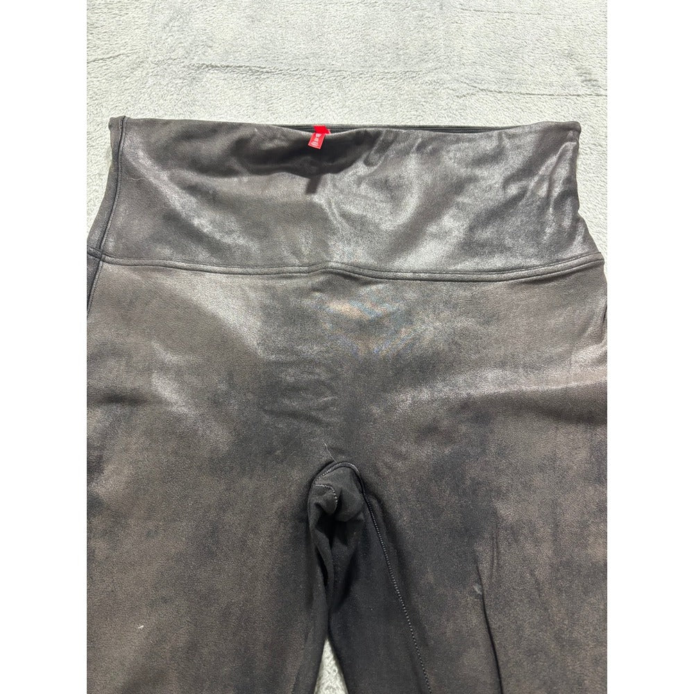 Spanx 2X Tall Black Faux Leather Leggings Womens Casual Athleisure Slim Fit
