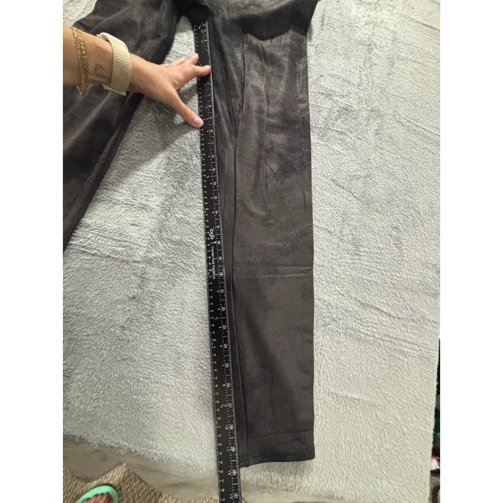Spanx 2X Tall Black Faux Leather Leggings Womens Casual Athleisure Slim Fit