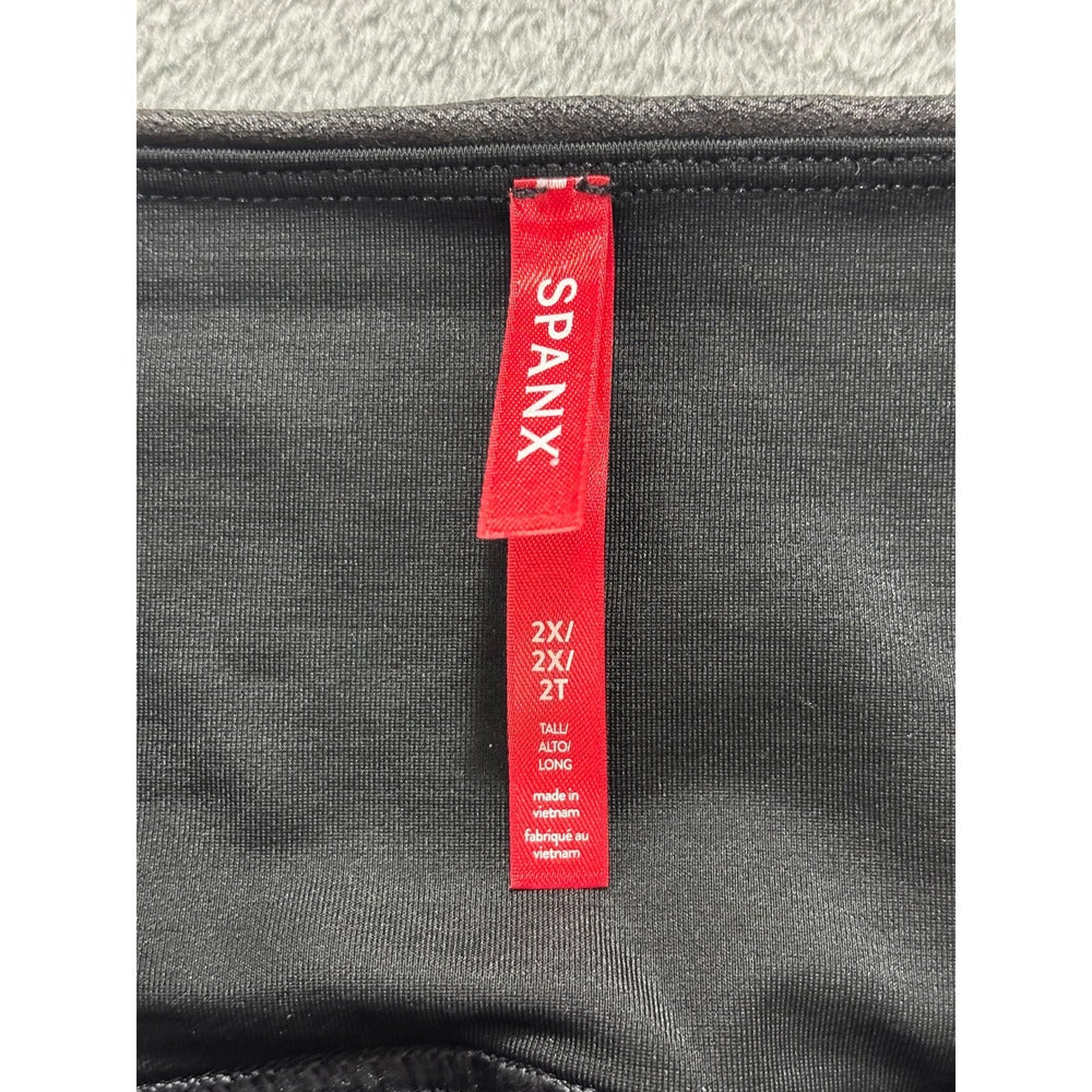 Spanx 2X Tall Black Faux Leather Leggings Womens Casual Athleisure Slim Fit