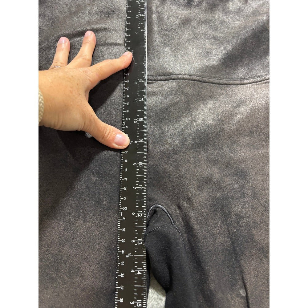 Spanx 2X Tall Black Faux Leather Leggings Womens Casual Athleisure Slim Fit