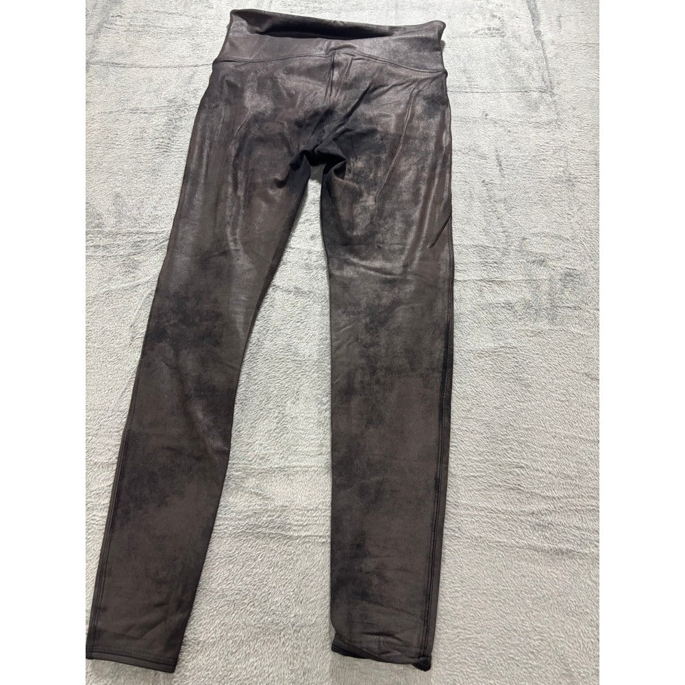 Spanx 2X Tall Black Faux Leather Leggings Womens Casual Athleisure Slim Fit