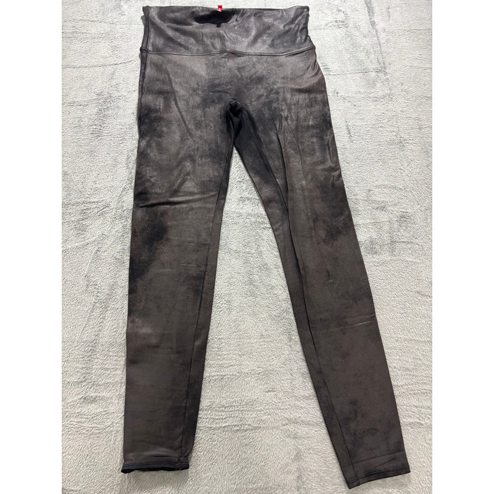 Spanx 2X Tall Black Faux Leather Leggings Womens Casual Athleisure Slim Fit