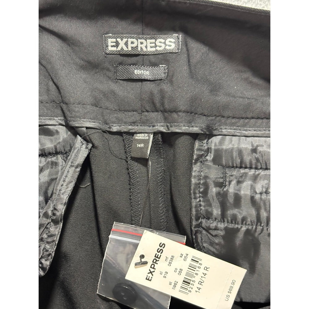 Express 14R Black Editor Flare Leg Pants Womens Casual Preppy Office Slacks