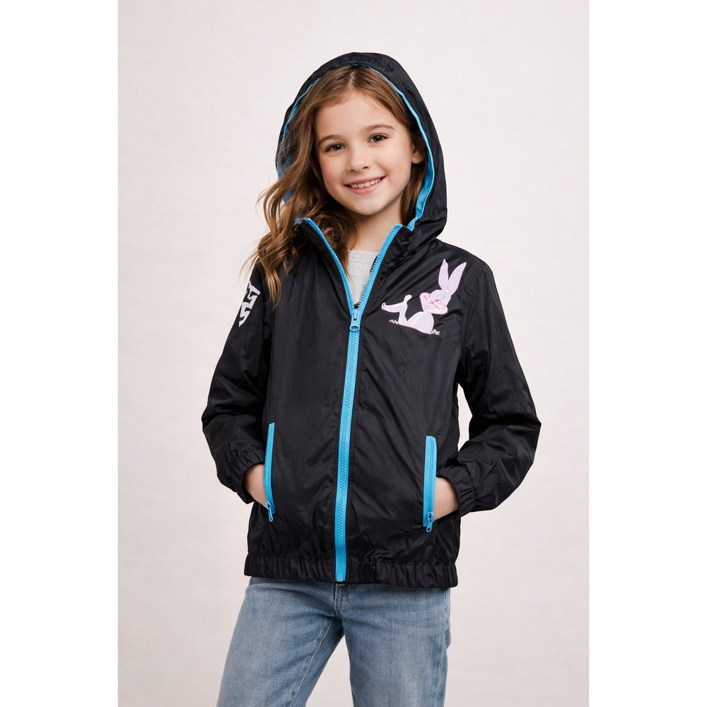 Looney Tunes Bugs Bunny Windbreaker Kids 10/12 Members Only Jacket Hooded