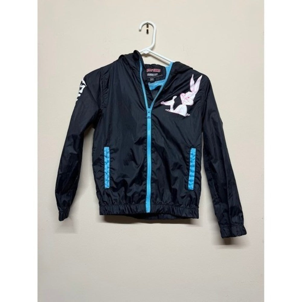 Looney Tunes Bugs Bunny Windbreaker Kids 10/12 Members Only Jacket Hooded