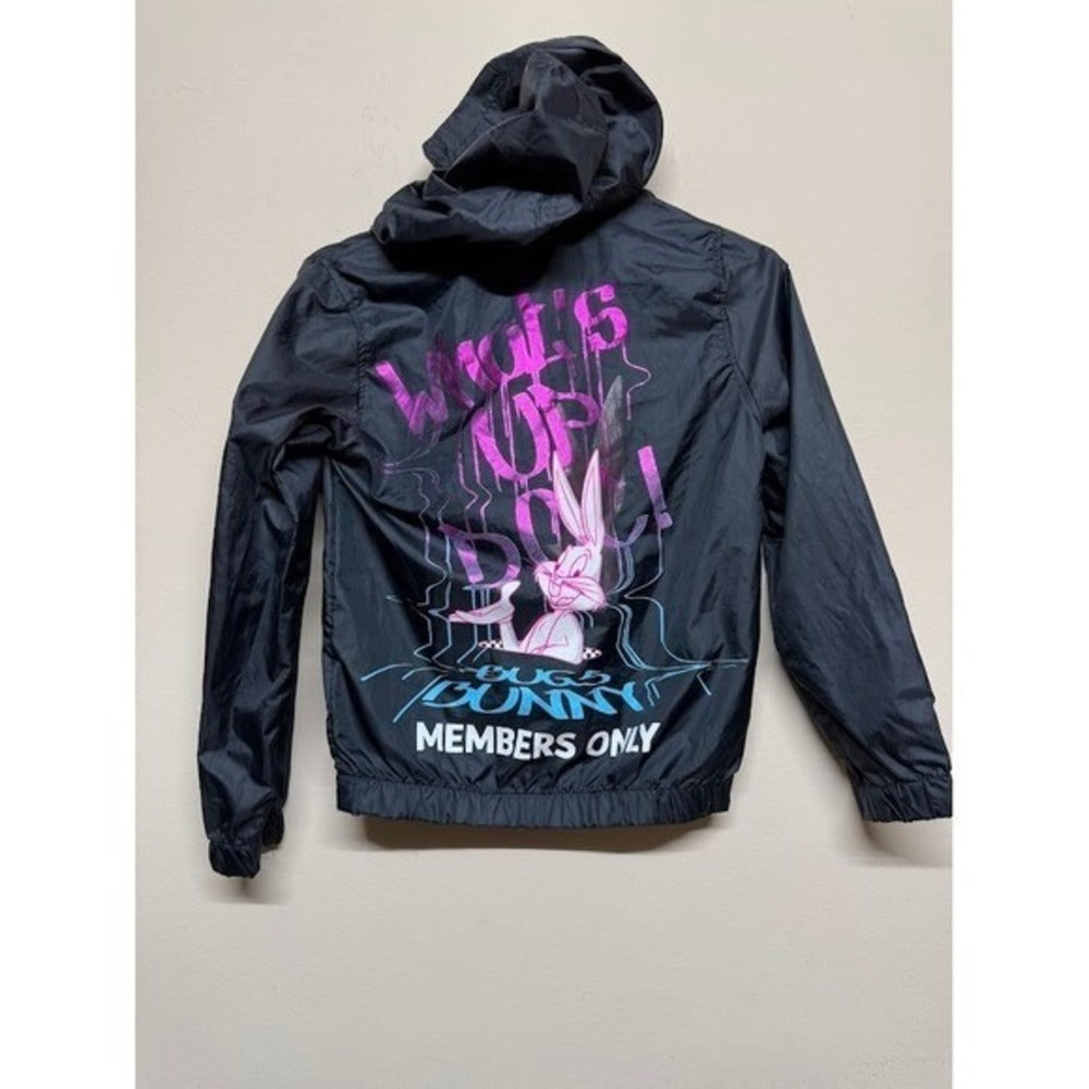 Looney Tunes Bugs Bunny Windbreaker Kids 10/12 Members Only Jacket Hooded