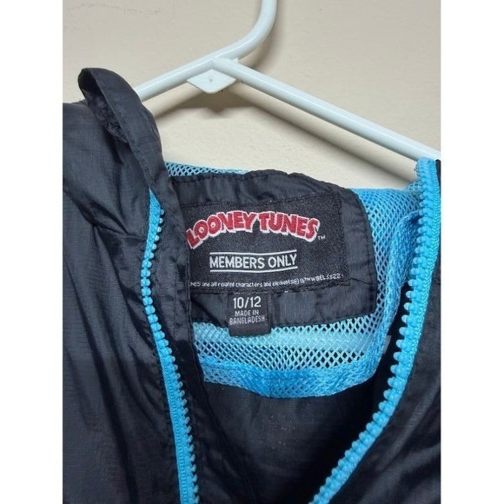 Looney Tunes Bugs Bunny Windbreaker Kids 10/12 Members Only Jacket Hooded