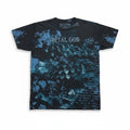 Metal God Apparel Graphic Tee L Blue Grunge All Over Print USA Made AOP