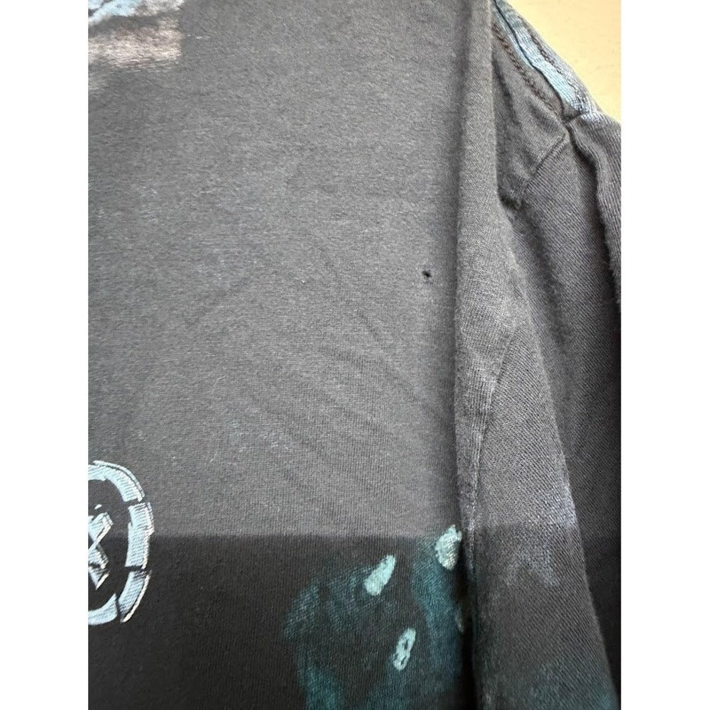 Metal God Apparel Graphic Tee L Blue Grunge All Over Print USA Made AOP