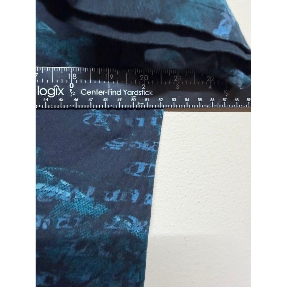 Metal God Apparel Graphic Tee L Blue Grunge All Over Print USA Made AOP