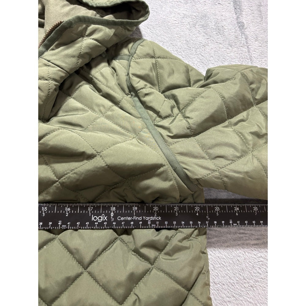 Old Navy XL Olive Green Quilted Hooded Zip Jacket Womens Patch Pockets