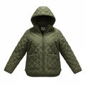 Old Navy XL Olive Green Quilted Hooded Zip Jacket Womens Patch Pockets