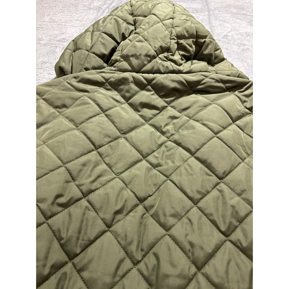 Old Navy XL Olive Green Quilted Hooded Zip Jacket Womens Patch Pockets