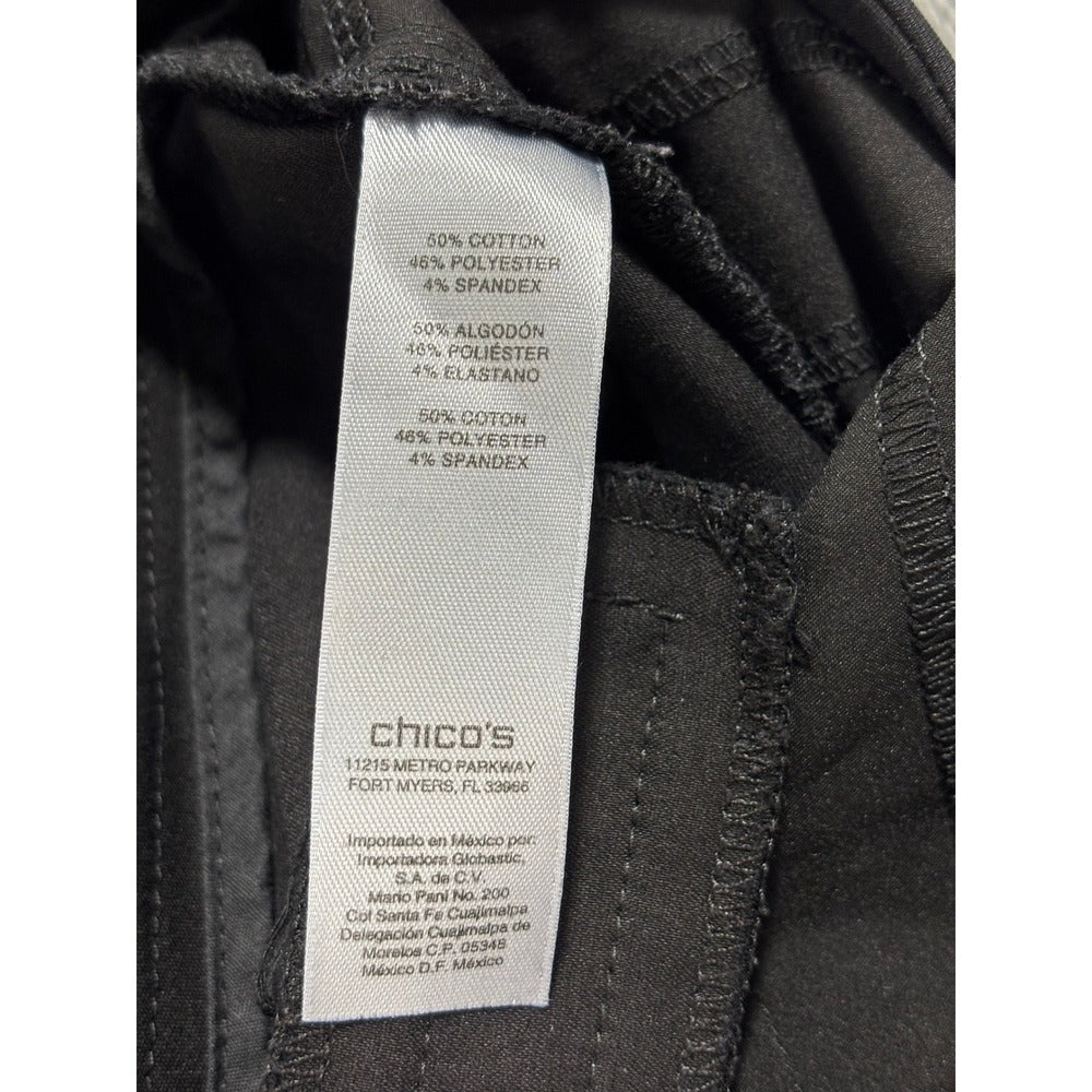 Chicos 2 US 12 Womens Black Straight Leg Pants Casual Preppy Slim Dress Slacks