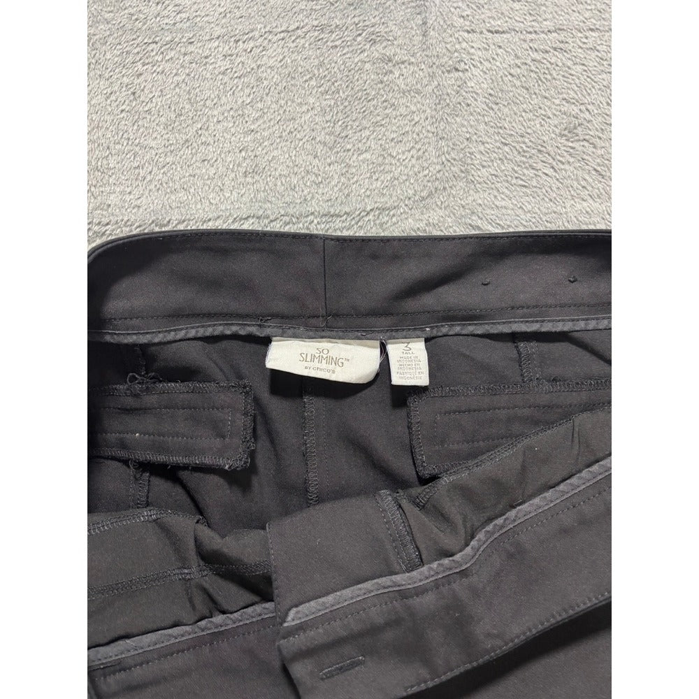 Chicos 3 Tall US 16T Womens Black So Slimming Juliet Straight Leg Pants Career