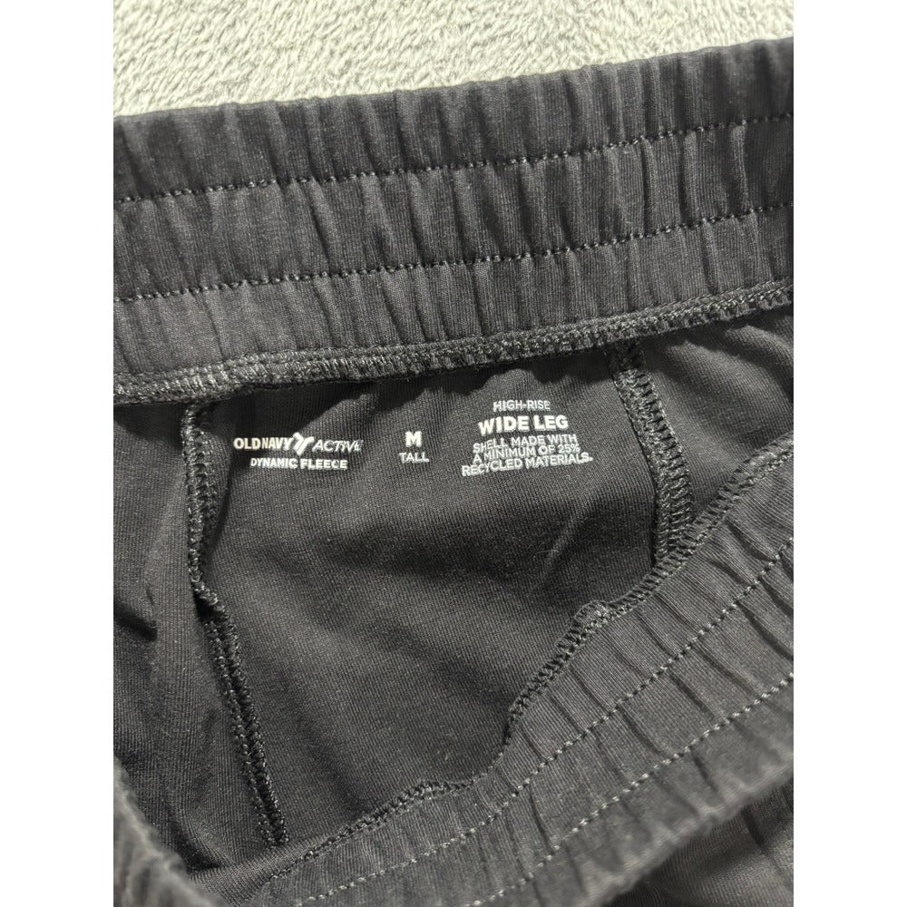 Old Navy Womens M Tall Black Dynamic Fleece Wide Leg Pants Casual Athleisure