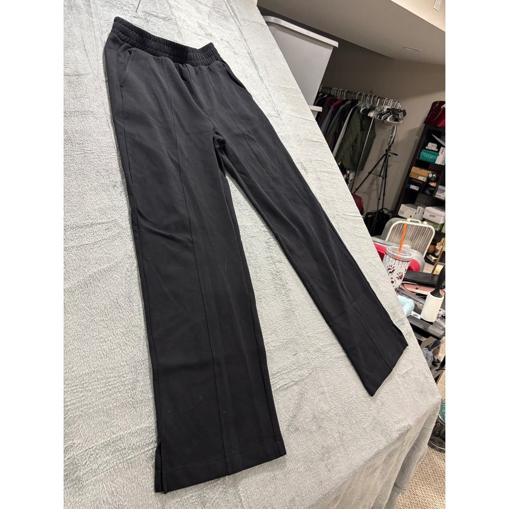 Old Navy Womens M Tall Black Dynamic Fleece Wide Leg Pants Casual Athleisure