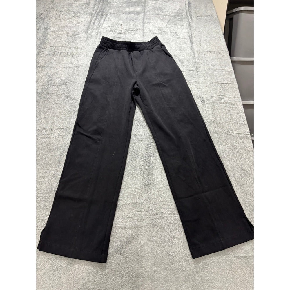 Old Navy Womens M Tall Black Dynamic Fleece Wide Leg Pants Casual Athleisure