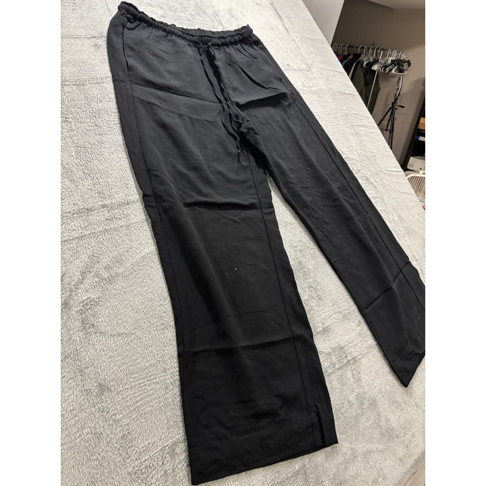 A New Day M Black Wide Leg Pants Womens Casual Cozy Rayon Trousers