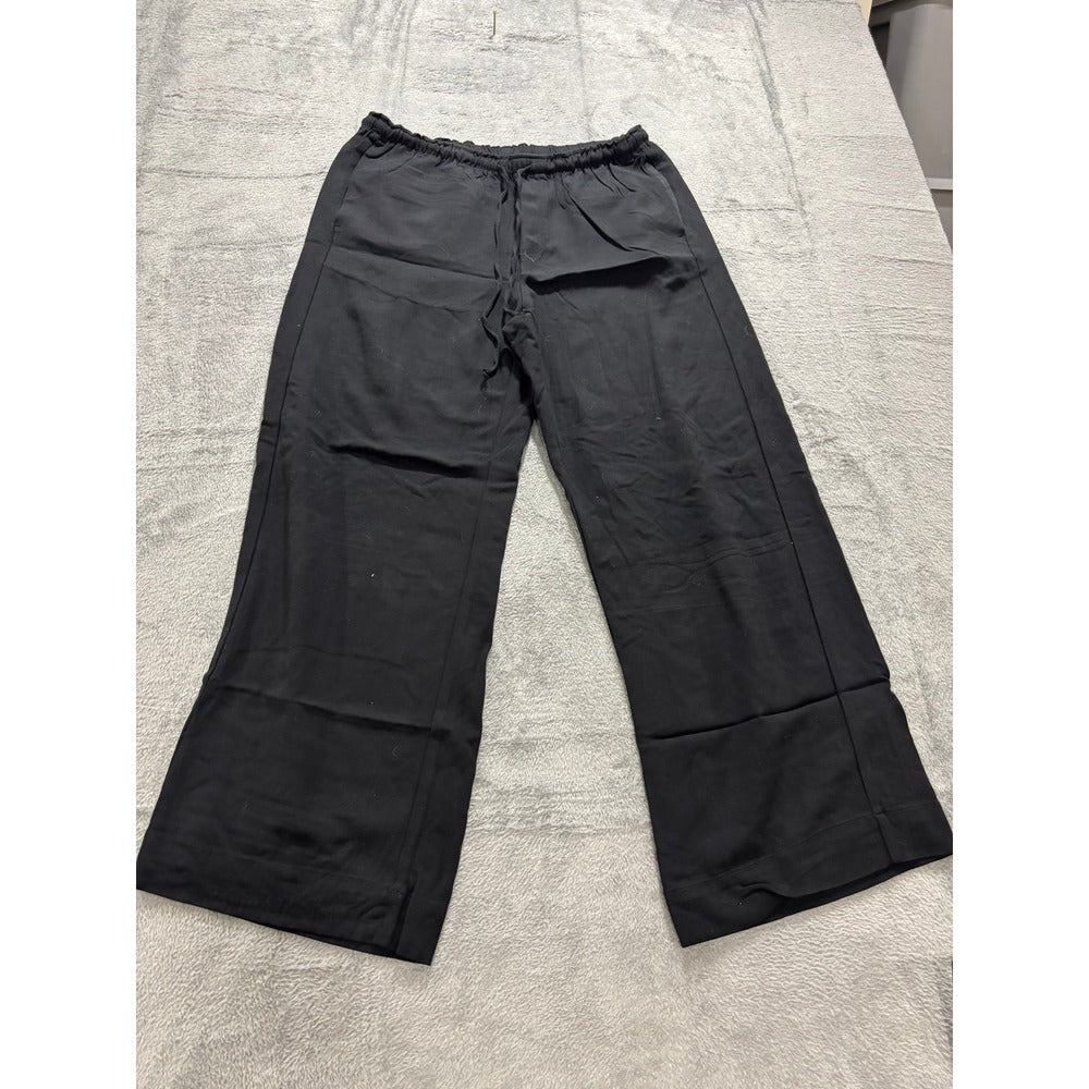 A New Day M Black Wide Leg Pants Womens Casual Cozy Rayon Trousers