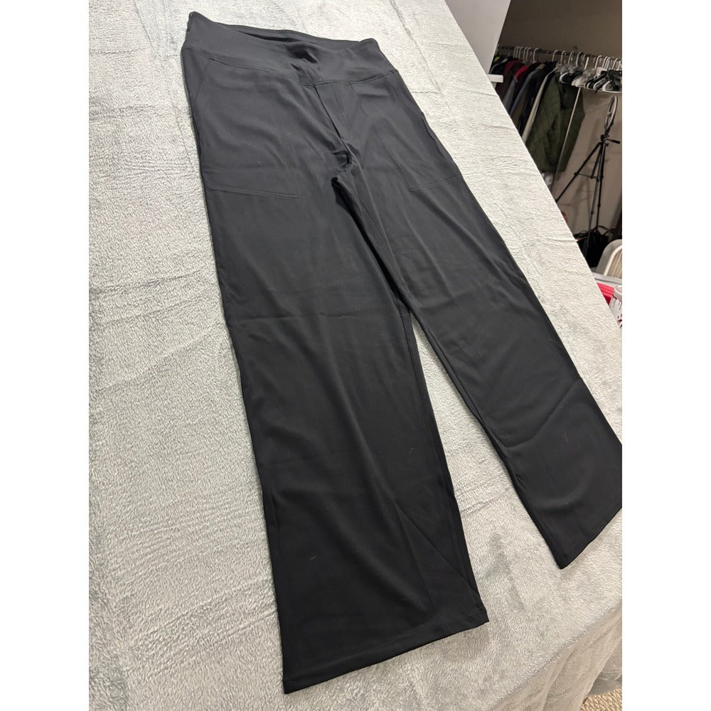 Bubblelime L Black Wide Leg Yoga Pants Womens NWT Athleisure Casual