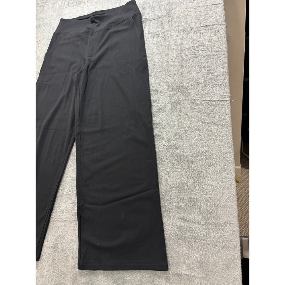 Bubblelime L Black Wide Leg Yoga Pants Womens NWT Athleisure Casual