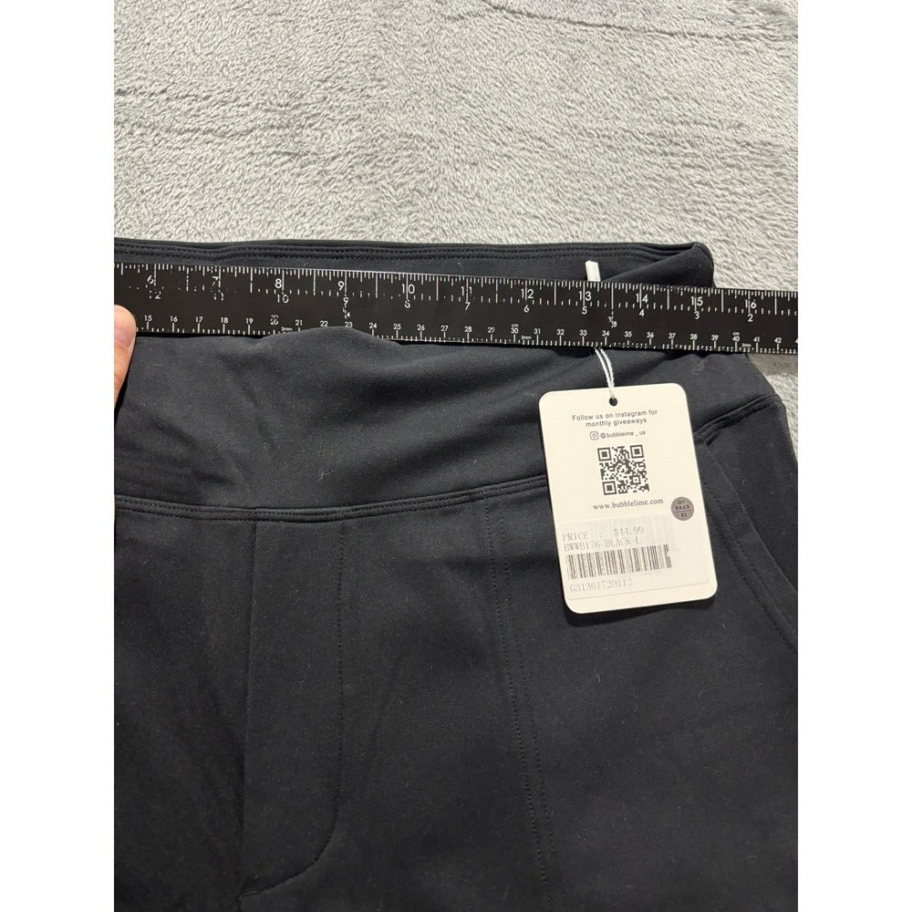 Bubblelime L Black Wide Leg Yoga Pants Womens NWT Athleisure Casual