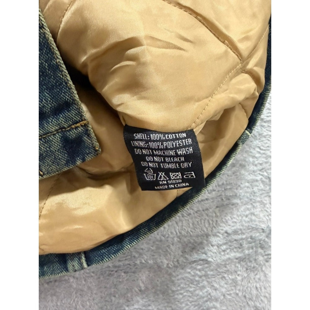 Street Code New York Womens Medium Blue Quilted Lined Denim Jacket Button Up M